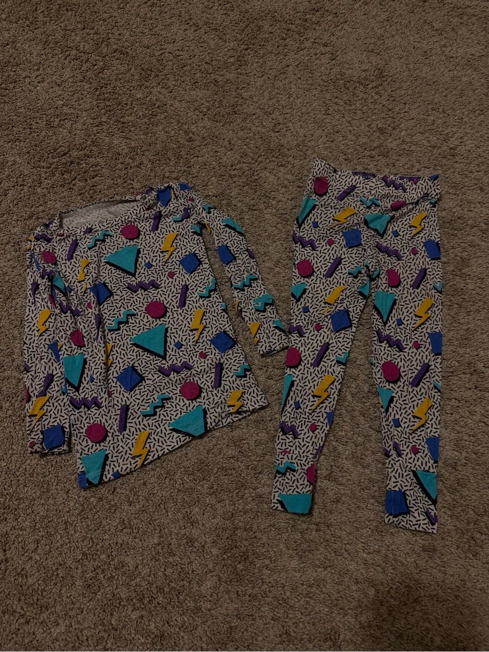 Kids Geometric 90’s Print Pajama Set - Bright Multi
